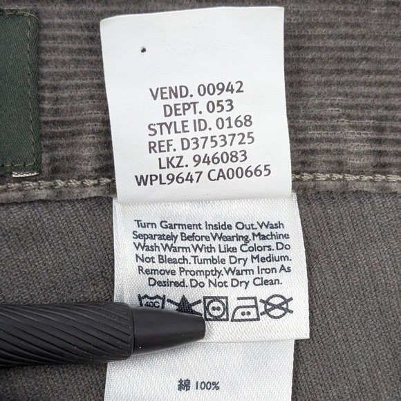 Eddie Bauer Mens Corduroy Pants Grey Straight Leg 100% Cotton 35x30 D3753725 - Picture 7 of 14